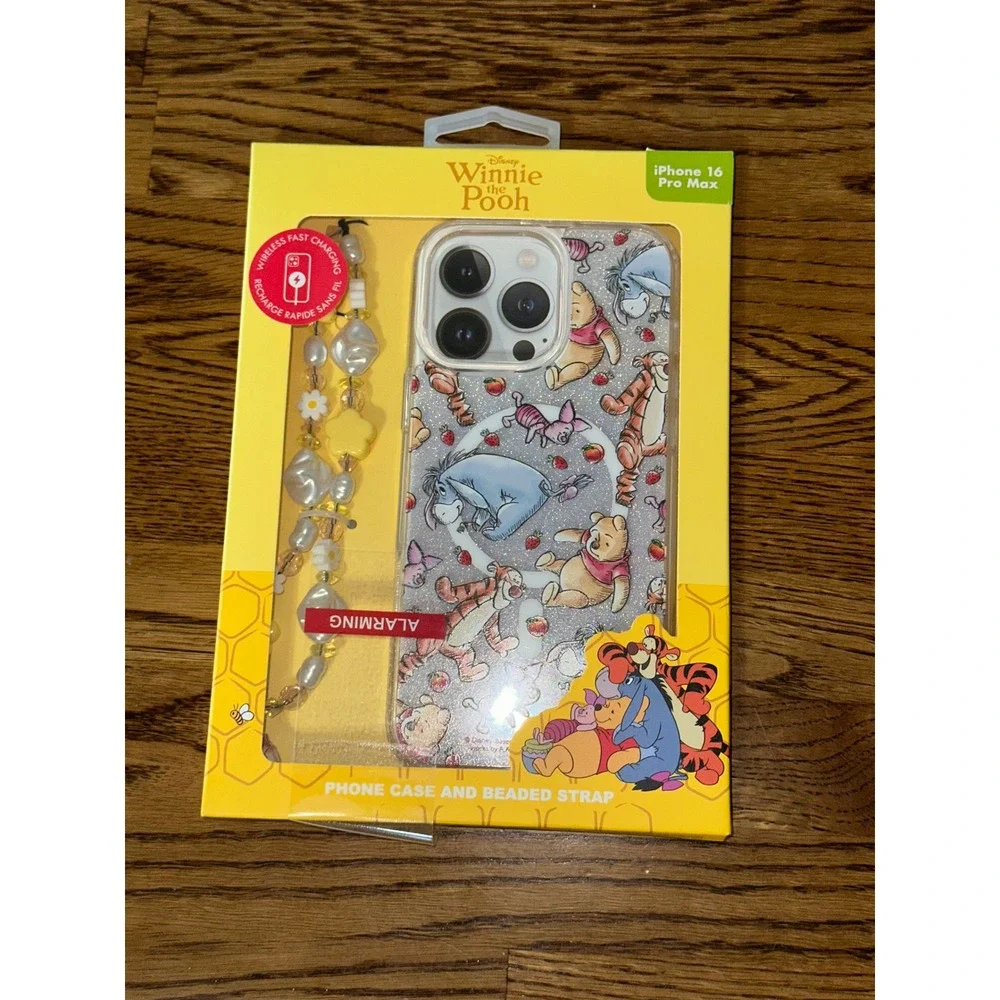 Disney Winnie the Pooh iPhone 16 Pro Max Case and Beaded Strap Set New